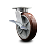 Service Caster 8 Inch Kingpinless Poly on Polyolefin Wheel Swivel Caster with Brake SCC SCC-KP30S820-PPUR-SLB